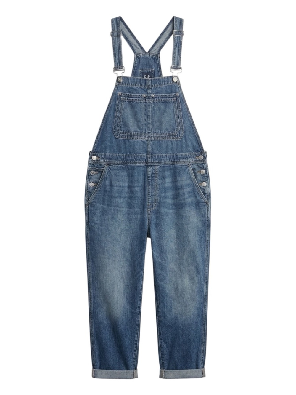 Gap Denim Cropped Bib Overalls Women’s Size L